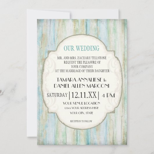 Driftwood Ocean Beach Coastal Seashore Weddenschap Kaart (Voorkant)