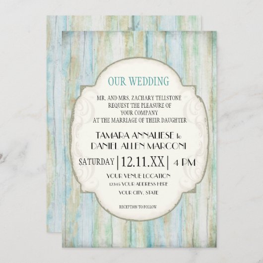 Driftwood Ocean Beach Coastal Seashore Weddenschap Kaart (Voorkant / Achterkant)