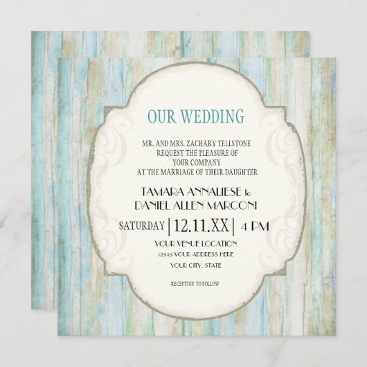 Driftwood Ocean Beach Coastal Seashore Weddenschap Kaart (Voorkant / Achterkant)