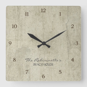 Driftwood Ocean Beach House Coastal Seashore Vierkante Klok