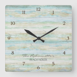 Driftwood Ocean Beach House Coastal Seashore Vierkante Klok