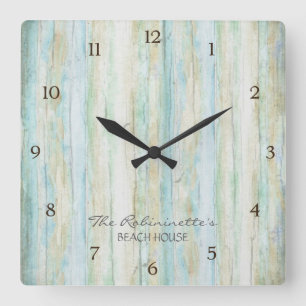 Driftwood Ocean Beach House Coastal Seashoredriftw Vierkante Klok