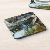 Driftwood op de Abstracte onderdrukking van de Roc Drankjes Onderzetter (Linkerzijde)