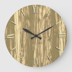 Driftwood patroon - cacaobruin en tint grote klok