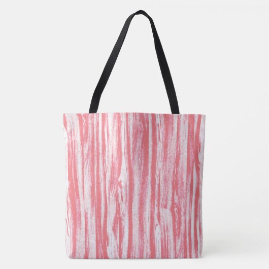 Driftwood patroon - koraalroze en wit tote bag (Voorkant)