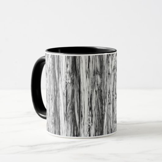 Driftwood patroon - zwart, wit en grijs mok (Voorkant links)