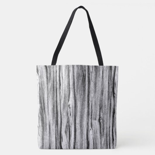 Driftwood patroon - zwart, wit en grijs tote bag (Voorkant)