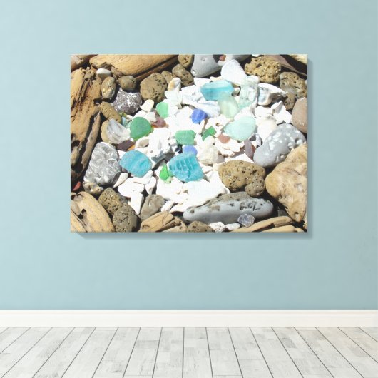 Driftwood Rock Garden Canvas art Seashells Beach (Insitu (Houten vloer))