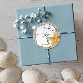 Driftwood Rustic Wedding Classic Sand Dollar Ronde Sticker