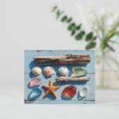 Driftwood Seashells Starfish and Sea Glass Briefkaart (Staand voorkant)