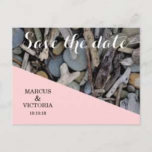 Driftwood strand bruiloft Save the date Aankondigingskaart