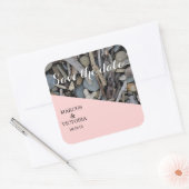 Driftwood strand bruiloft Save the date Vierkante Sticker (Envelop)