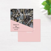 Driftwood strand bruiloft Save the date Vierkante Visitekaartjes (Bureau)