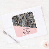 Driftwood strand bruiloft vierkante sticker (Envelop)