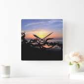 Driftwood Sunrise wall clock Vierkante Klok (Huis)