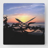 Driftwood Sunrise wall clock Vierkante Klok (Voorkant)