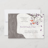 Driftwood Tree Coral Lovebird Paars Leaf Wedding Kaart (Voorkant)