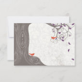 Driftwood Tree Coral Lovebird Paars Leaf Wedding Kaart (Achterkant)