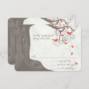Driftwood Tree Coral Tortelduifjes Weddenschap Kaart