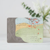 Driftwood Tree Swirl Tortelduifjes Weddenschap Kaart (Staand voorkant)