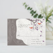 Driftwood Tree Swirl Tortelduifjes Weddenschap RSV RSVP Kaartje (Staand voorkant)