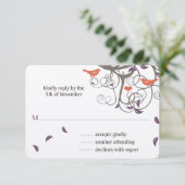 Driftwood Tree Swirl Tortelduifjes Weddenschap RSV RSVP Kaartje (Staand voorkant)