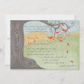 Driftwood Tree Tangerine Birds Wedding Invitting Kaart (Voorkant)