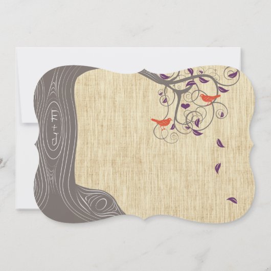 Driftwood Tree Tangerine Birds Wedding Invitting Kaart (Achterkant)