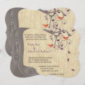 Driftwood Tree Tangerine Birds Wedding Invitting Kaart (Voorkant / Achterkant)