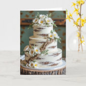 Driftwood Wedding Cake Congratulations Kaart (Gele Bloem)