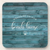 Driftwood WELKOM AAN ONS Beach House Script Custom Bier Onderzetter (Voorkant)