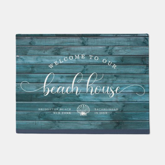 Driftwood WELKOM AAN ONS Beach House Script Custom Deurmat (Voorkant)