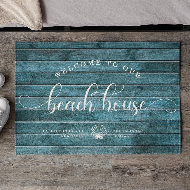 Driftwood WELKOM AAN ONS Beach House Script Custom Deurmat (Creator heeft geüpload)