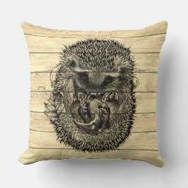 Driftwood werpkussen met slapende egel kussen