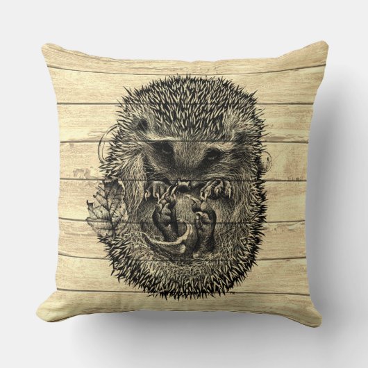 Driftwood werpkussen met slapende egel kussen (Voorkant)