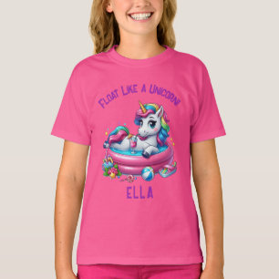 Drijf als een eenhoorn zwembadfeest verjaardags T- T-shirt