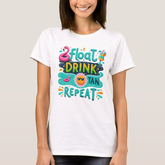 Drijf drankje bruin herhaal t-shirt (Voorkant)