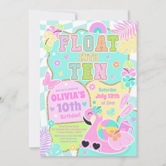 Drijf in tien varsity preppy meisje 10e verjaardag kaart (Voorkant)