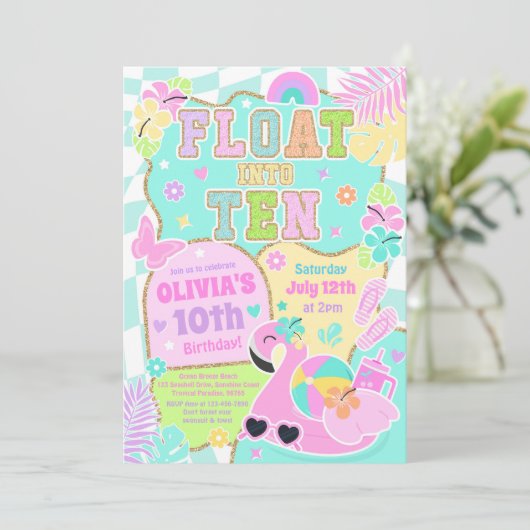 Drijf in tien varsity preppy meisje 10e verjaardag kaart (Staand voorkant)