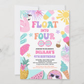 Drijf in vier tropische strand 4e verjaardagsfeest kaart (Voorkant)