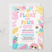 Drijf in vier tropische strand 4e verjaardagsfeest kaart (Voorkant)