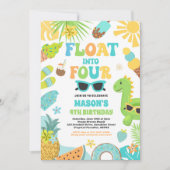 Drijf in vier tropische strand 4e verjaardagsfeest kaart (Voorkant)