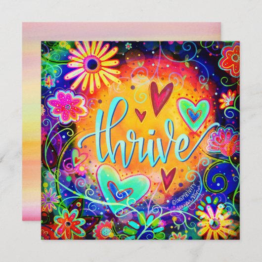 Drijf  Kleurrijk Leuk Bloemen Inspirerend. Bedankkaart (Voorkant / Achterkant)