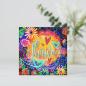 Drijf  Kleurrijk Leuk Bloemen Inspirerend. Bedankkaart (Staand voorkant)