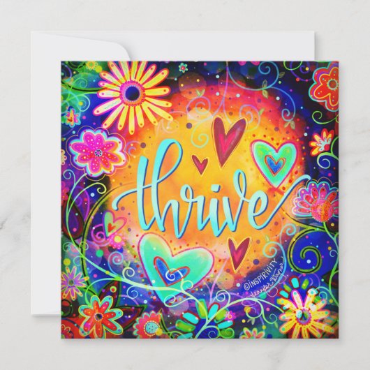 Drijf  Kleurrijk Leuk Bloemen Inspirerend. Bedankkaart (Voorkant)