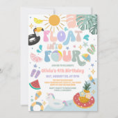 Drijf naar vier zwembad feest zomer 4de verjaardag kaart (Voorkant)