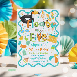 Drijf naar vijf zomer zwembad feest 5e verjaardag kaart