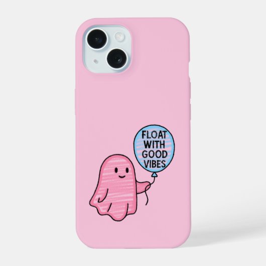 Drijf op goede vibes schattig boe ontwerp iPhone 15 case (Achterkant)