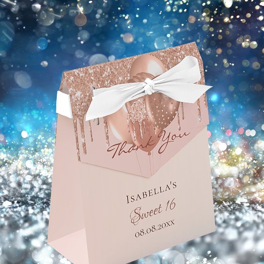 Drijfballonnen van 16 roos gouden glitter, bedankt bedankdoosjes