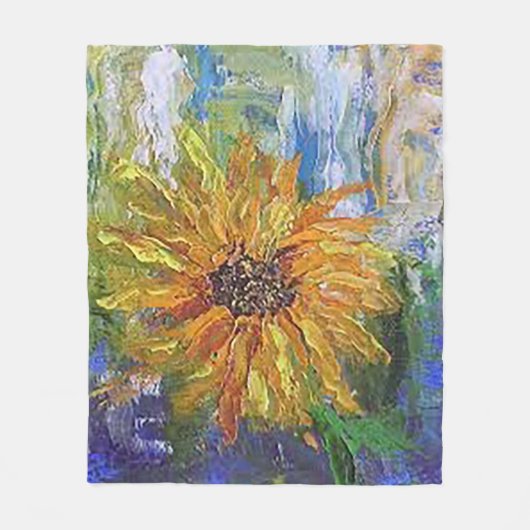 Drijfband met handmatige zonnebloempjes fleece deken (Voorkant)